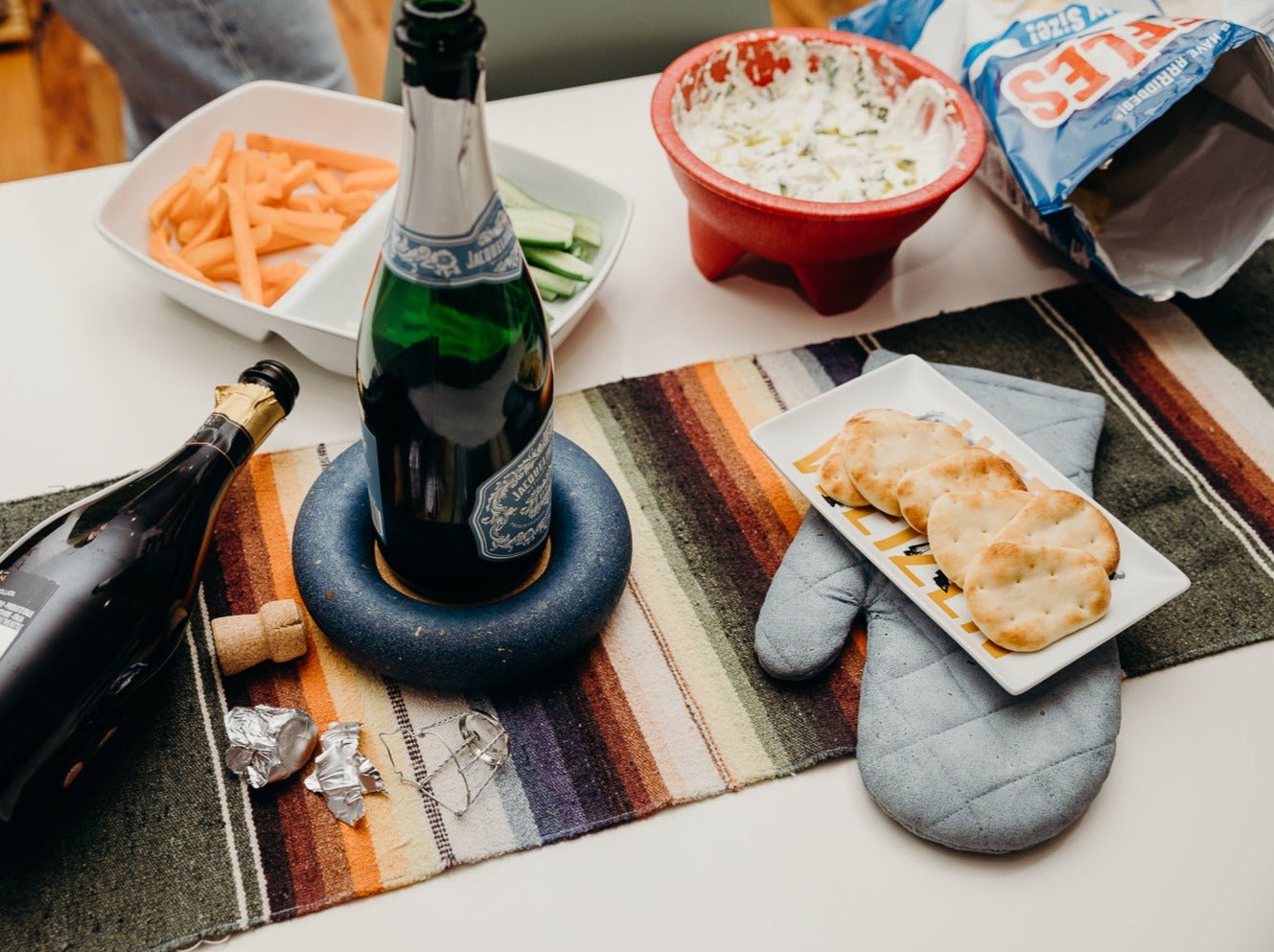 Oven Mitt Trivet | Light Blue Terrazzo