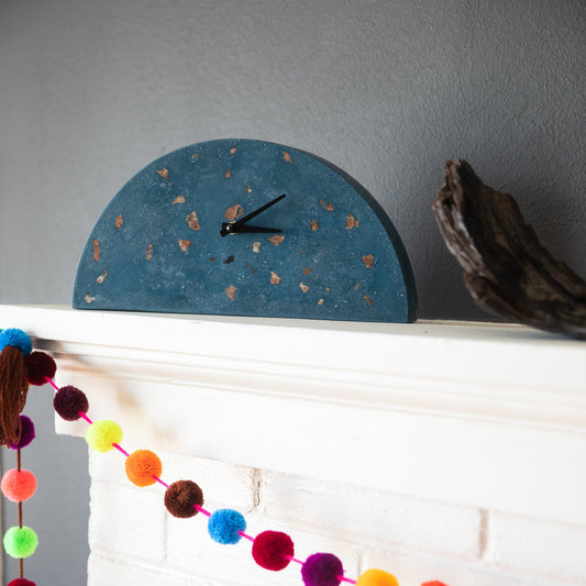 Mantle Clock | Chunky Cobalt Terrazzo