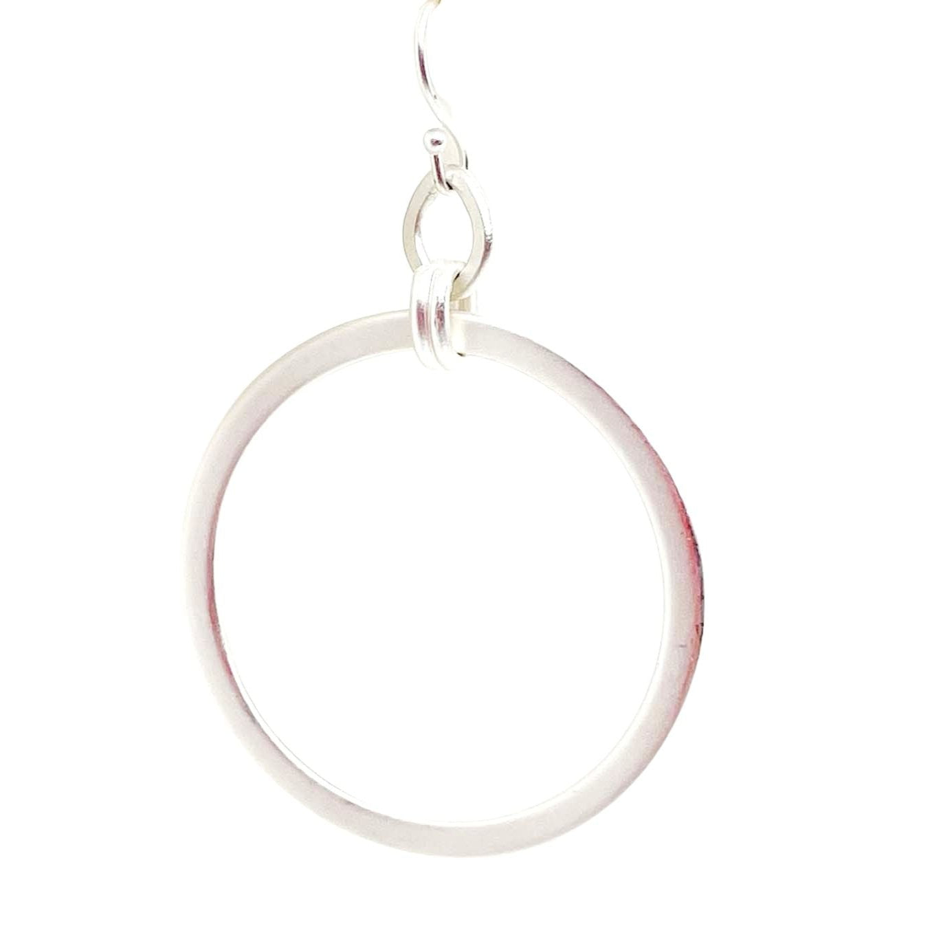 Matte Silver Flat Loop Hoop Earrings