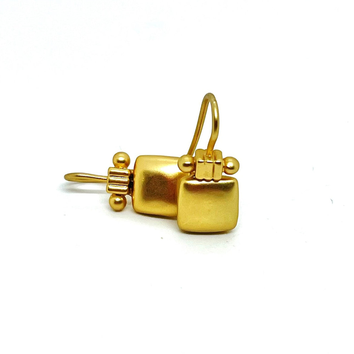 Matte Silver Square Earring With Column Top