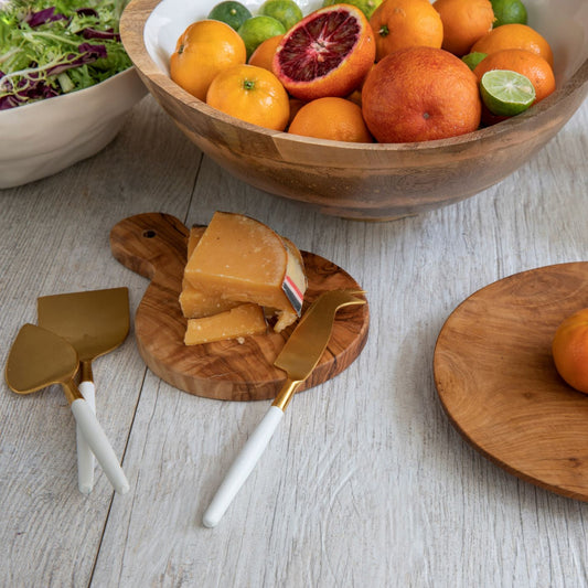 White & Gold Cheese Knife Set of 3