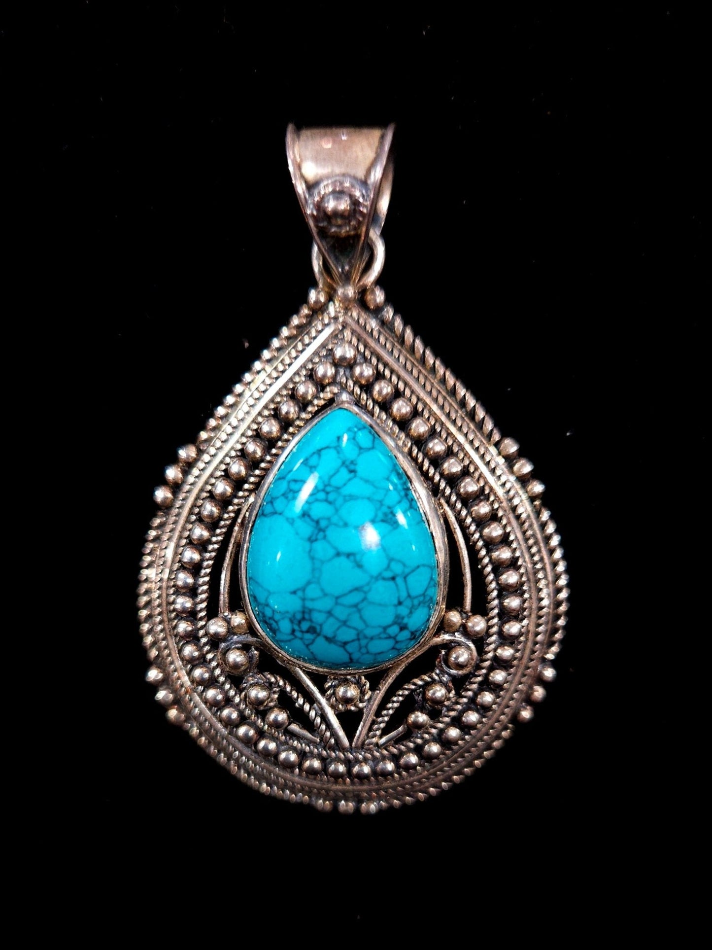 Sterling Silver Turquoise Teardrop Pendant – Coastal Statement Jewelry