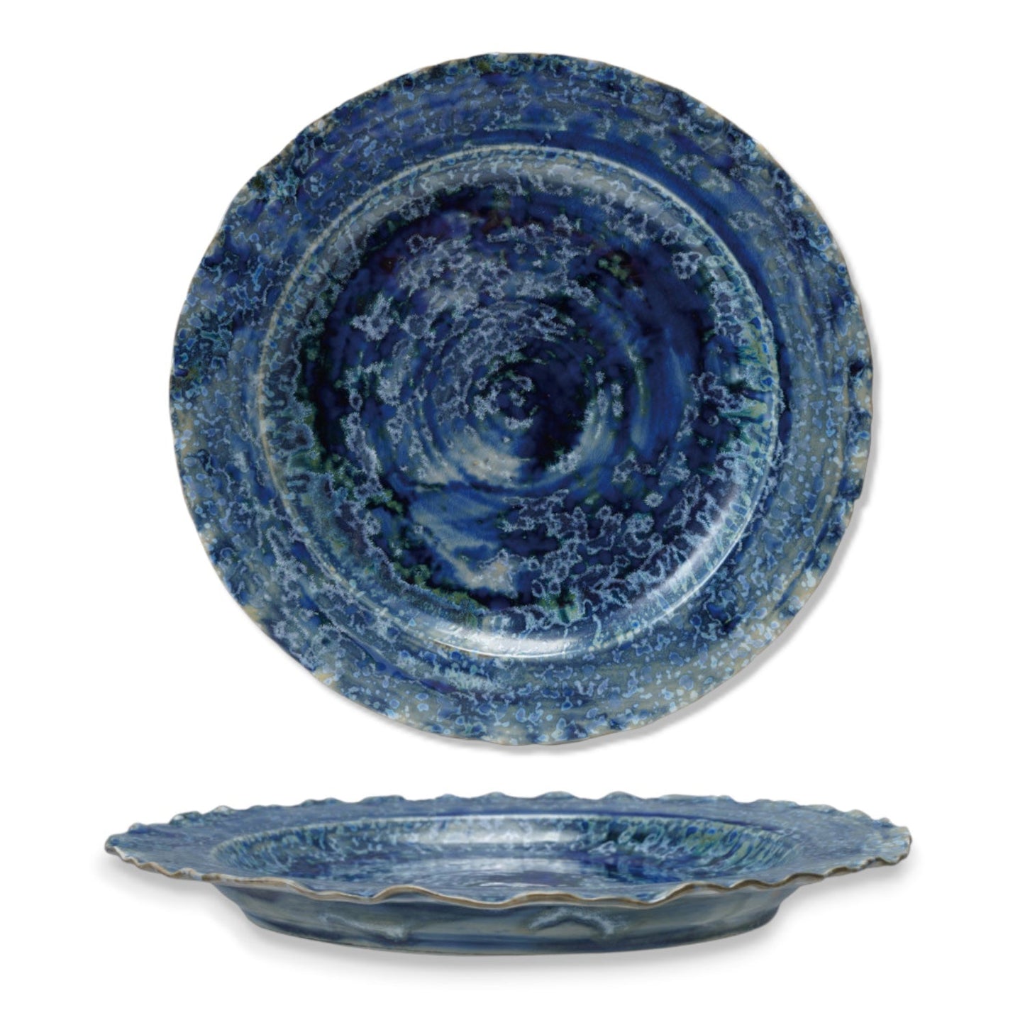 The Azure Tide Reactive Glaze Ceramic Dinner Plate