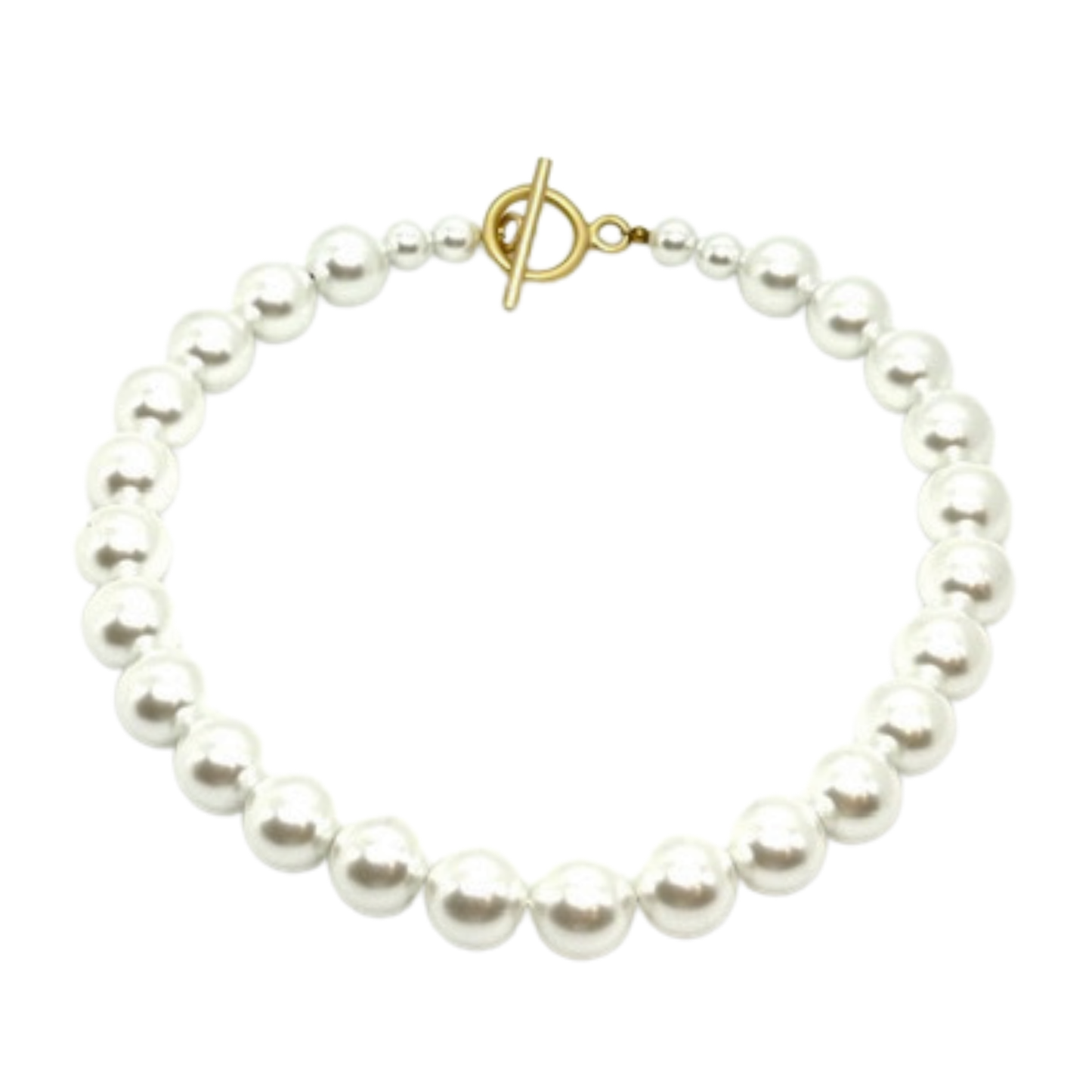 White Bubble Pearl Necklace With Matte Gold Toggle