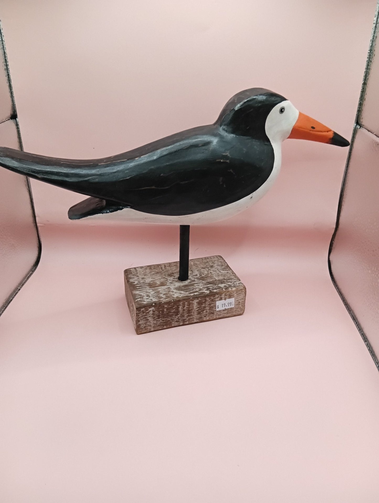 Wood Skimmer Bird Sculpture – Coastal Decor Accent