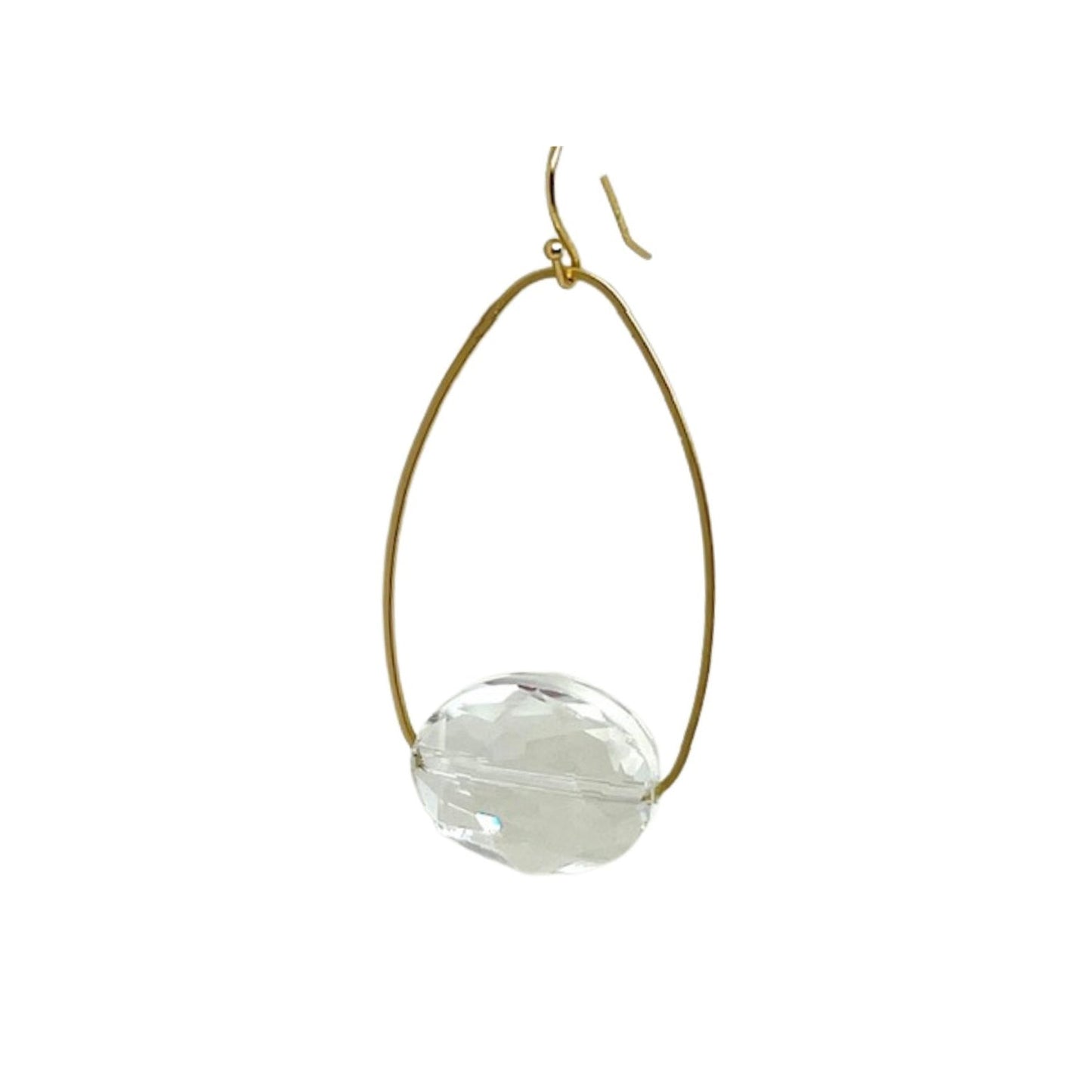 White(Clear) Crystal Matte Gold Inset Oval Earrings