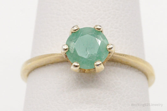 Vintage RJ Green Jade Gold Vermeil Sterling Silver Ring - Size 7.25