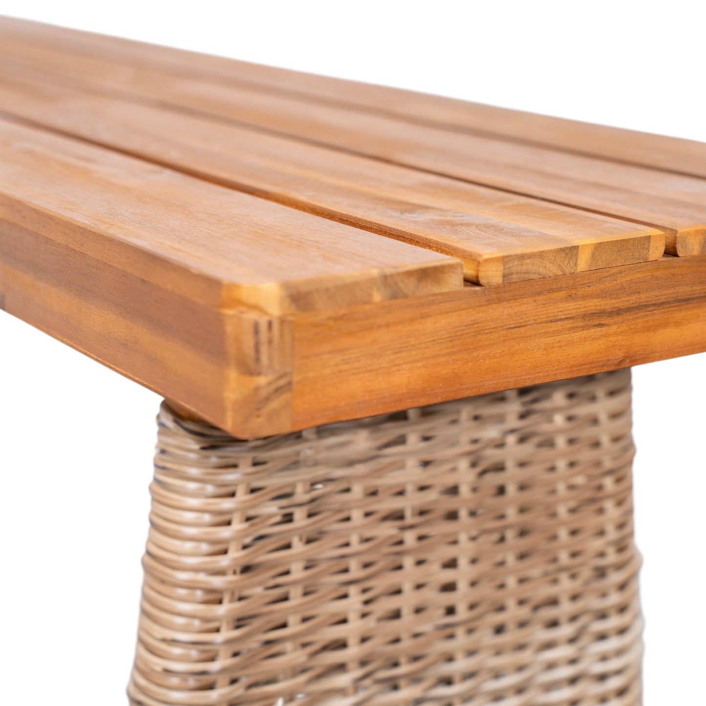 Outdoor Set 3-piece Acacia Wood Dining with Handwoven Rattan Legs Brown