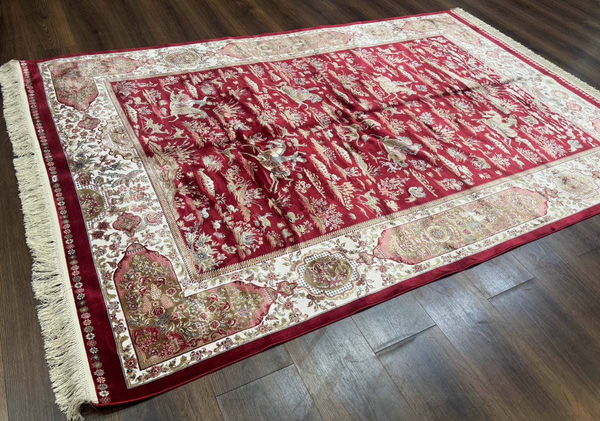 The Sporting Estate Red & Ivory Hunting Scene Rug — 5' × 7'6"
