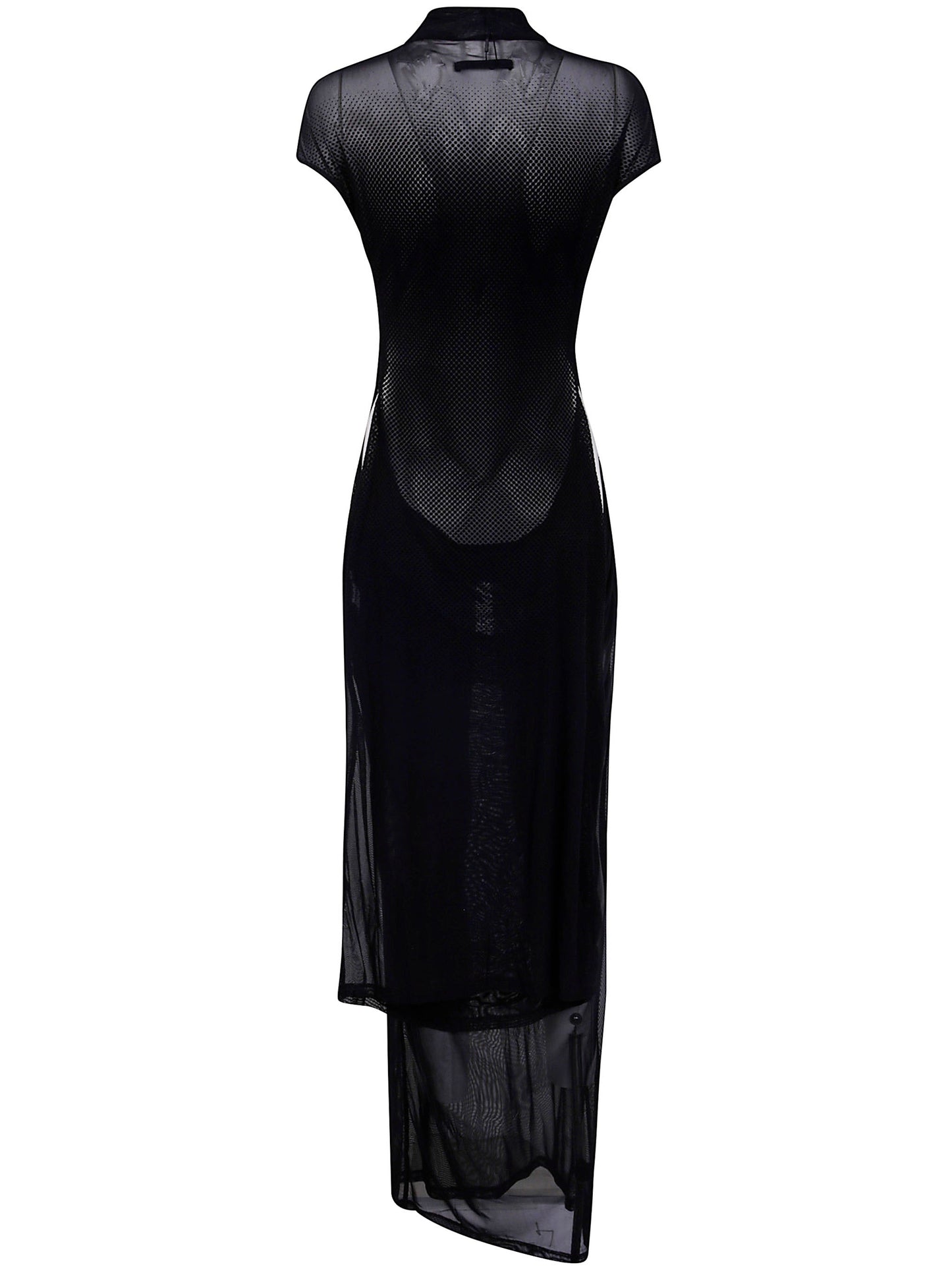 Jean Paul Gaultier Women Mesh Sleeveless Long Dress With Velvet Flock "Jean Paul Gaultier"