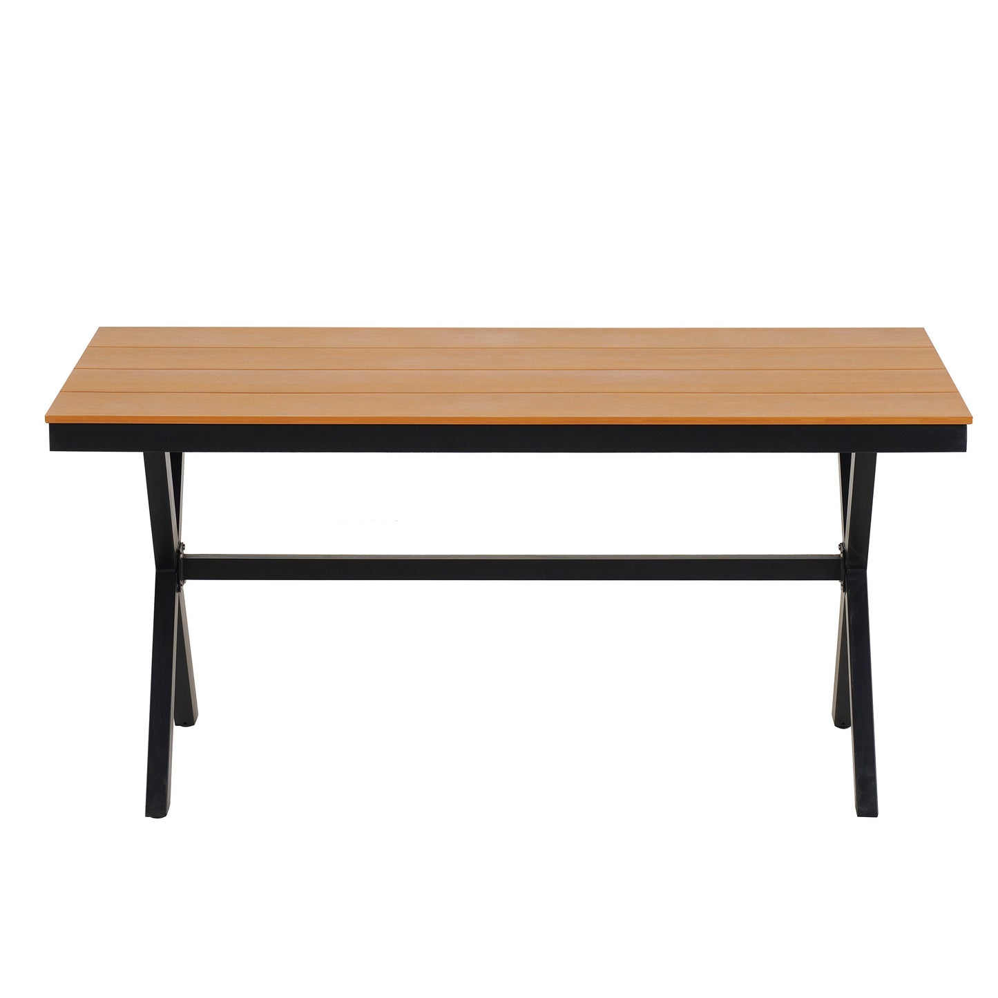 Outdoor Set Contemporary Pe Rattan Chairs and Plastic Wood Table