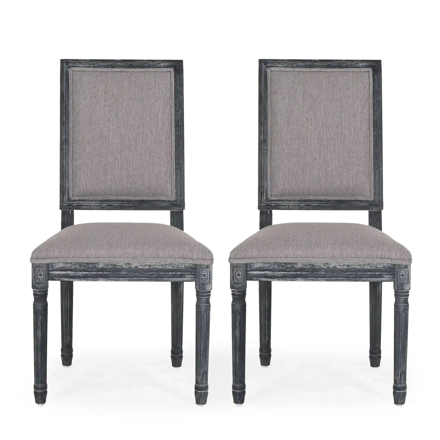French Country Style Dining Chair with Upholstered Seating and Fluted Legs