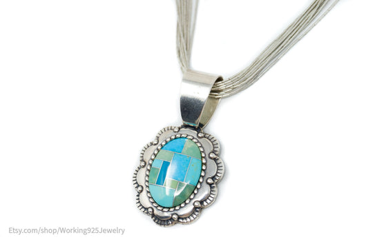 Vintage Designer Carolyn Pollack Relios Turquoise Sterling Silver Necklace