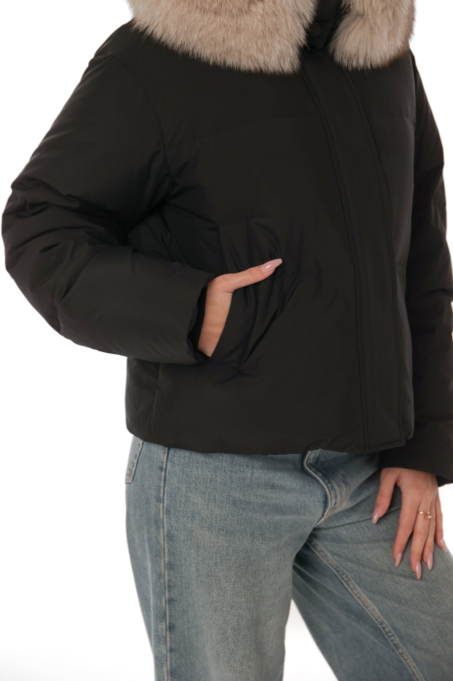Genuine Polar Fox Fur Down Fill Jacket