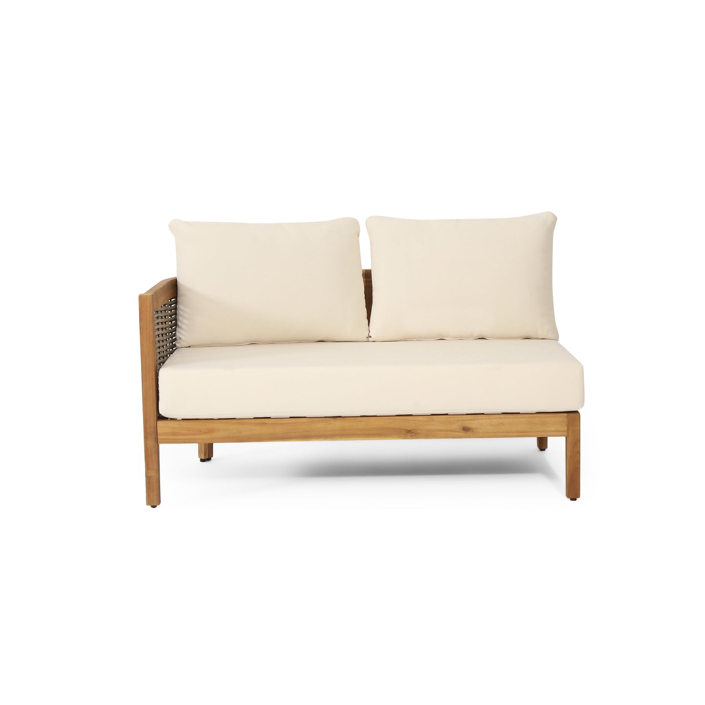 Outdoor Teak Conversation Set with Beige Cushions 4 Piece