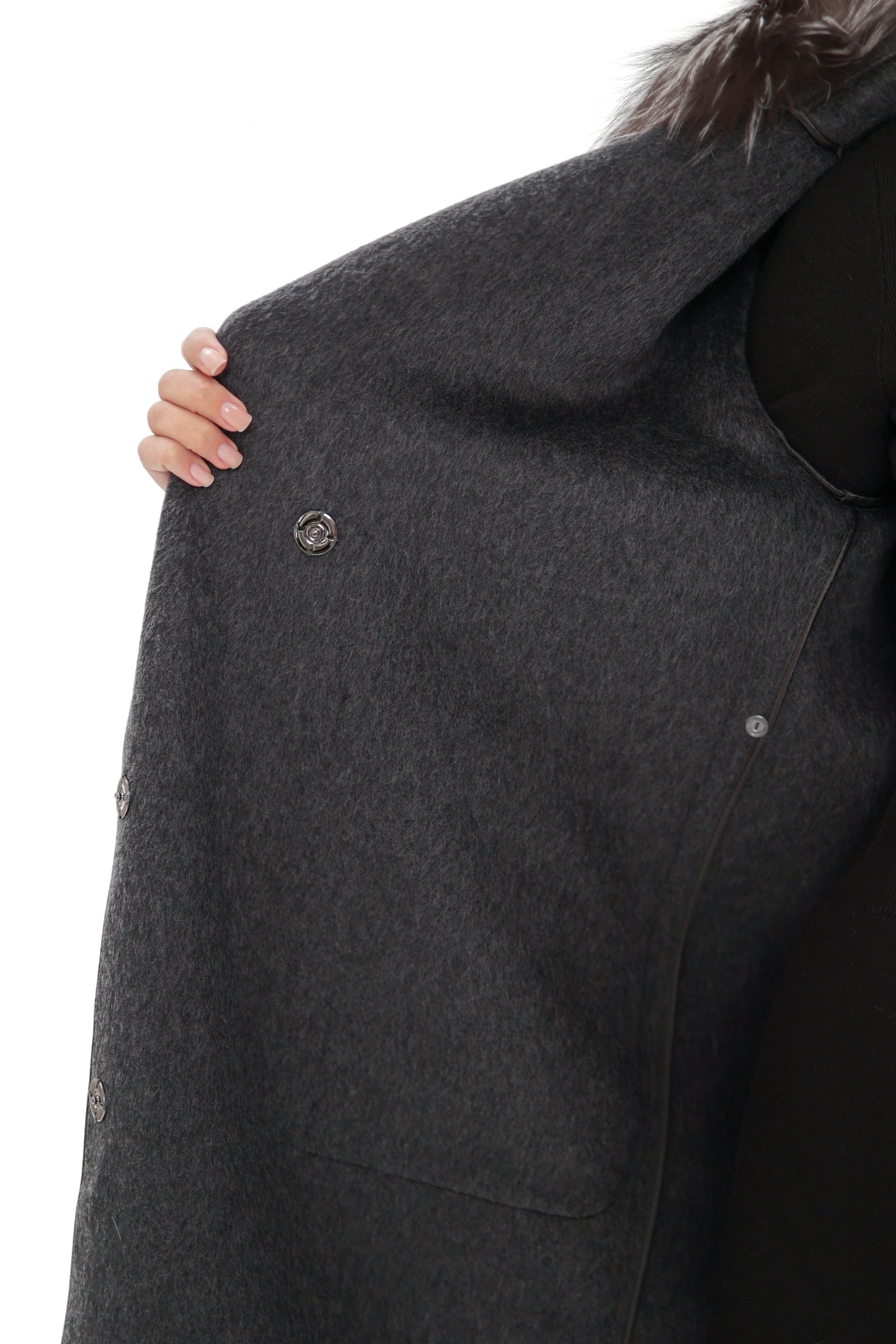 Genuine Silver Fox Virgin Wool Coat