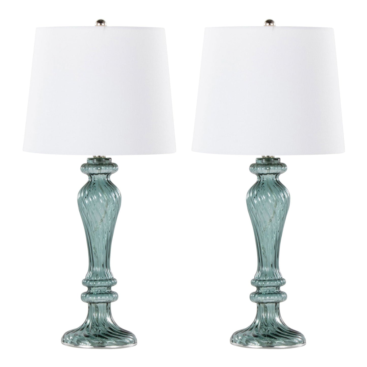 Windsor - Contemporary Table Lamp (Set of 2) - Clear Turquoise / Off White