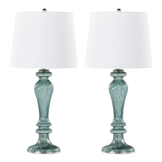 Windsor - Contemporary Table Lamp (Set of 2) - Clear Turquoise / Off White