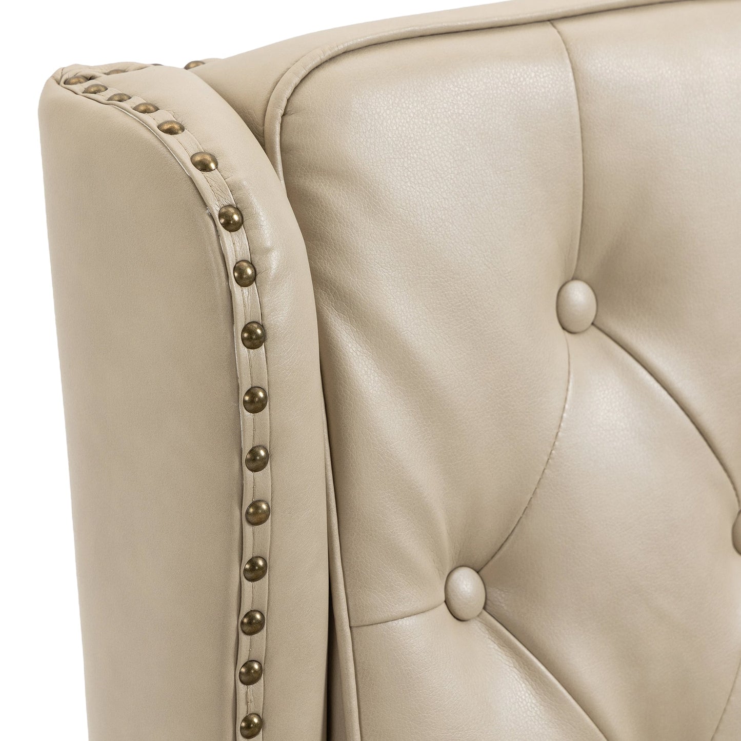 Accent Lounge Chair PU Leather Camel Rubber Wood Legs Sinuous Springs 250 LB