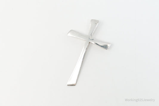 Vintage Large Designer DEPP Cross Sterling Silver Necklace Pendant