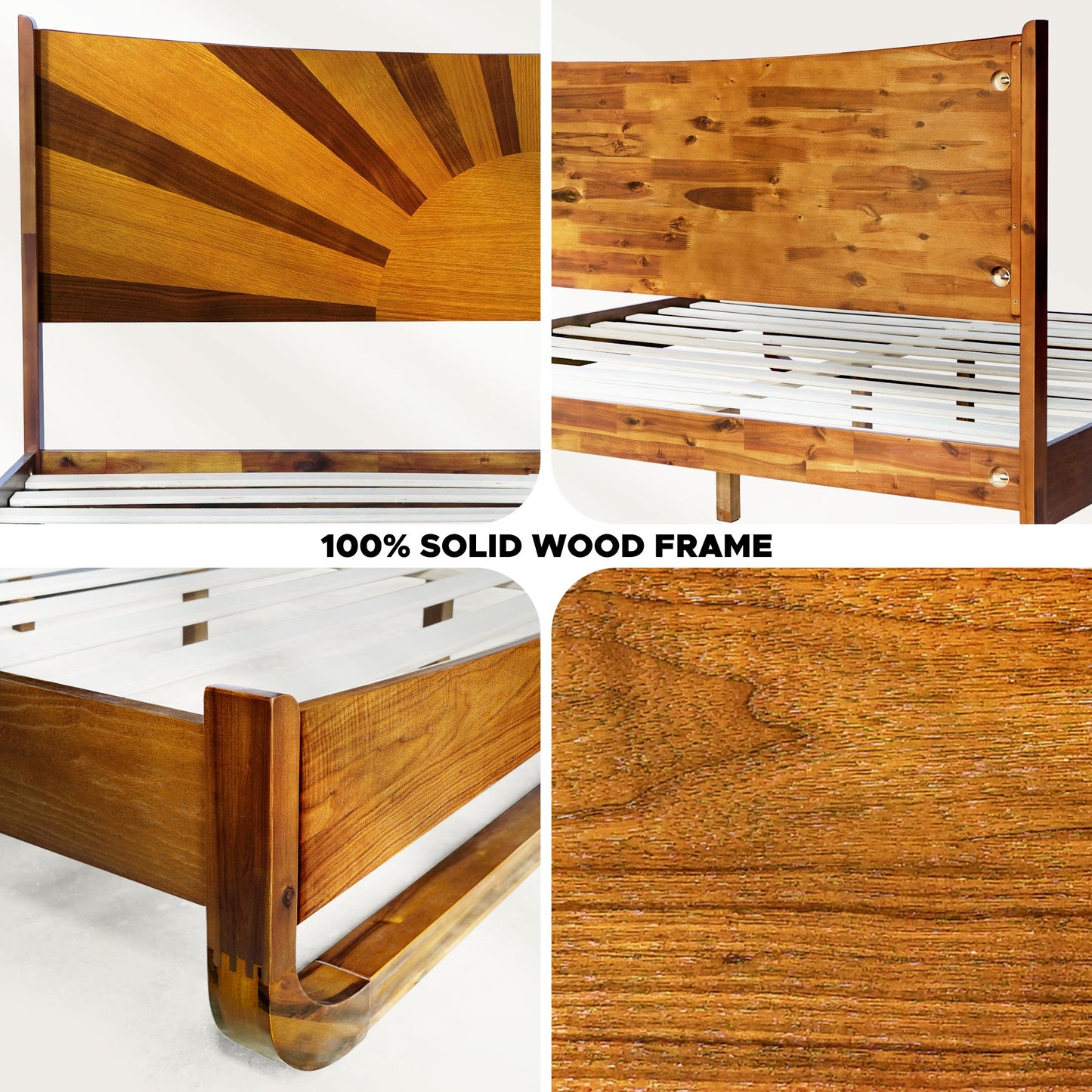 Sunset Solid Wood Bed Frame With Headboard