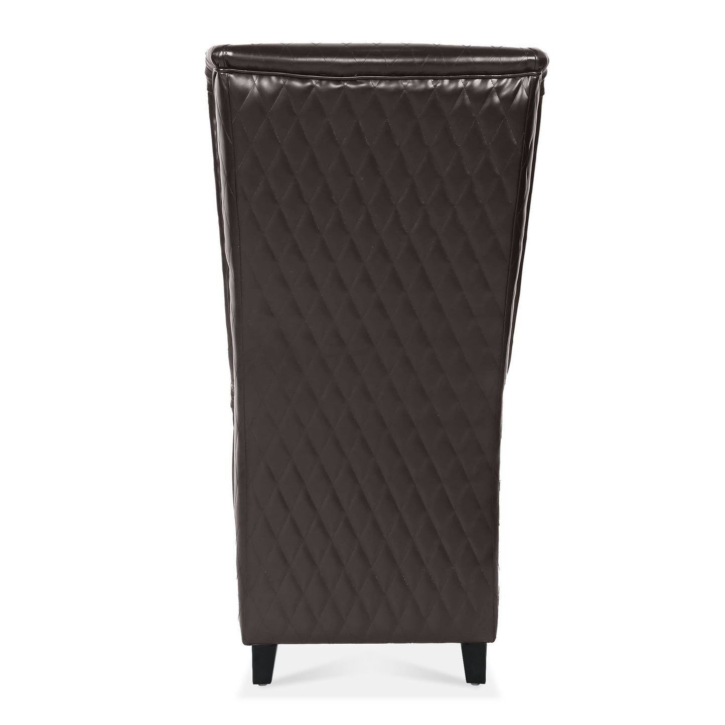 Accent Chair Wingback PU Leather Dark Brown High-Back Birch Legs 220 LB