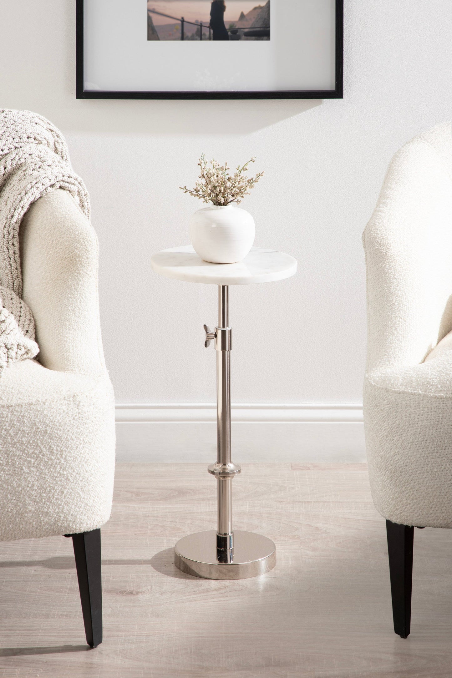 Engles Adjustable Marble Table and Plant Stand