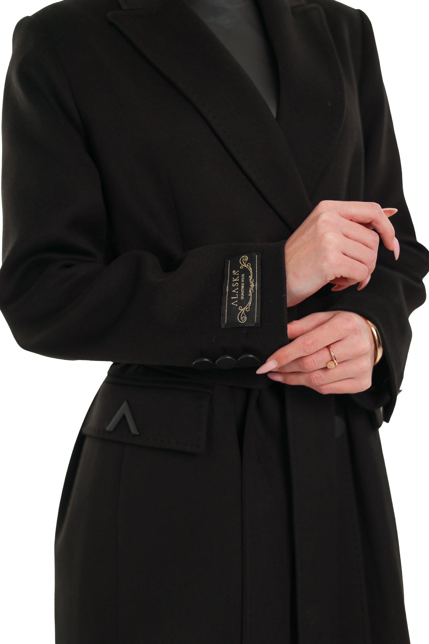 Alaska Longline Cashmere Wool Blend Coat in Black