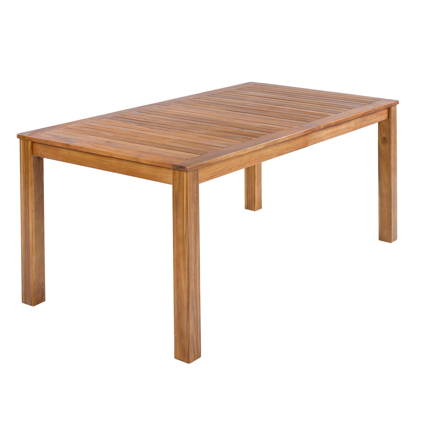 Patio Dining Set Rectangular, 67 Inch Wooden Table with 6 Rattan Armchairs