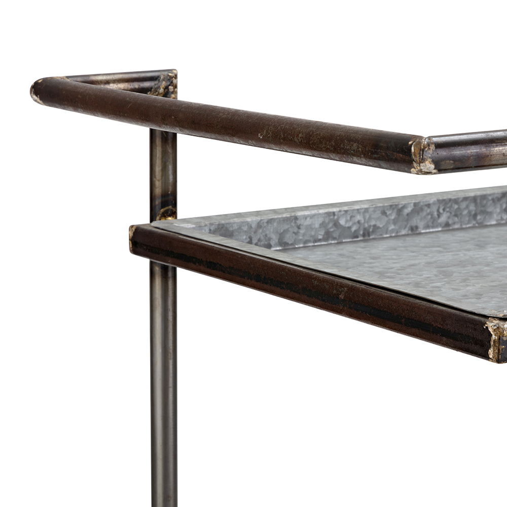 Percy Galvanized Metal Bar Cart - Gray