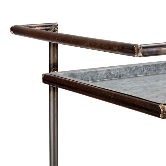 Percy Galvanized Metal Bar Cart - Gray