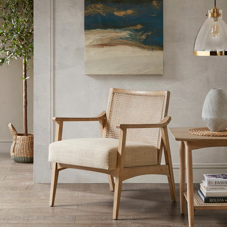The Ashbourne Cane Back Upholstered Accent Chair