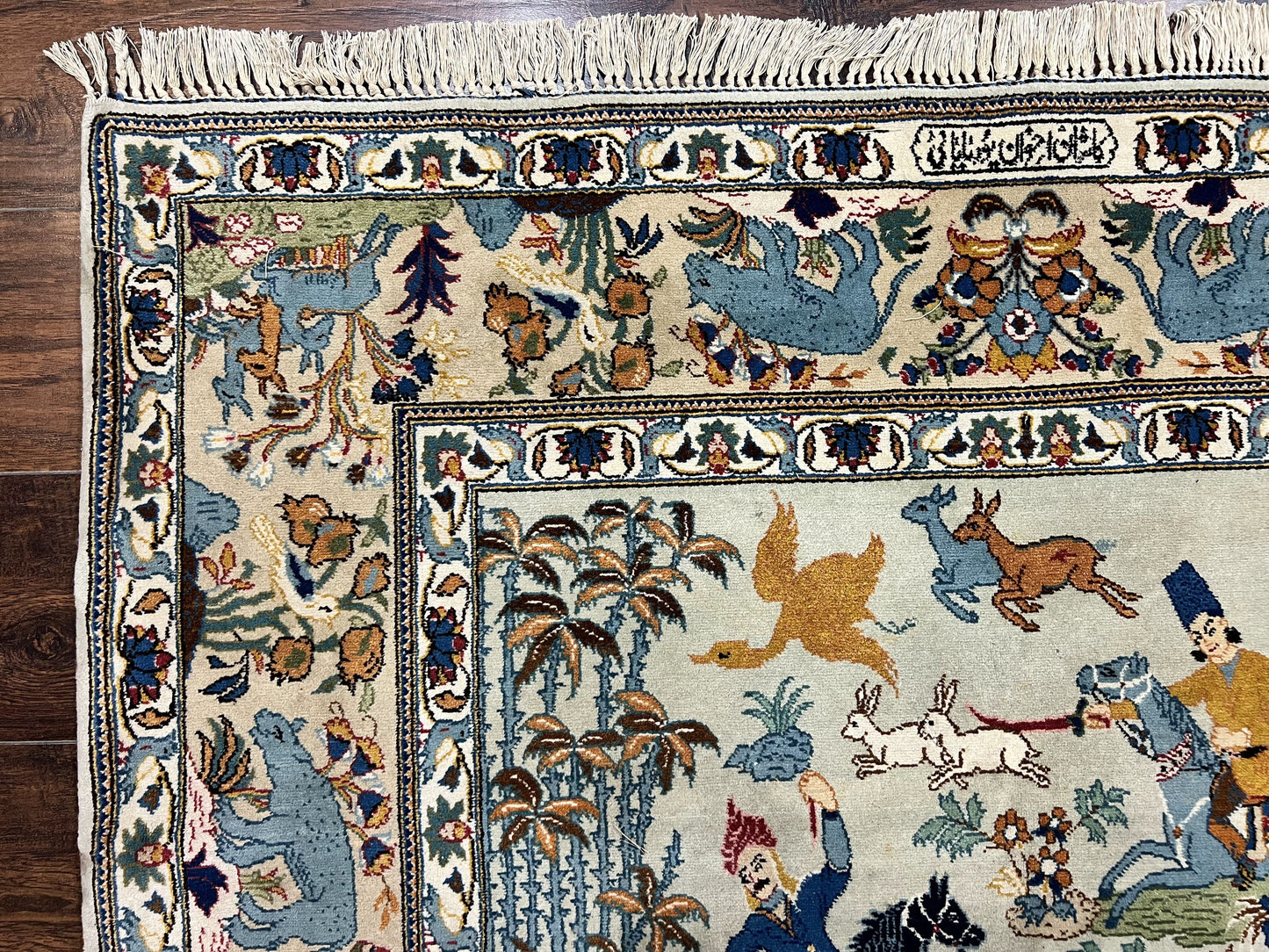 The Sporting Estate Semi-Antique Persian Kashan Hunting Rug — 4'6" × 7'