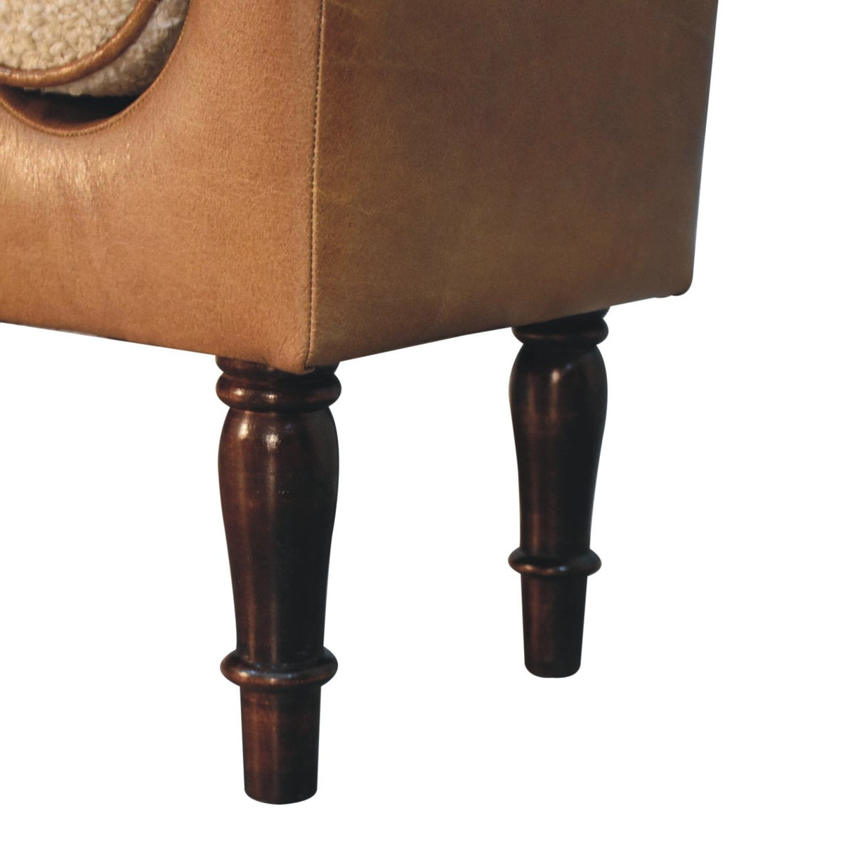 Chester Buffalo Leather Bench with Bouclé Bolsters