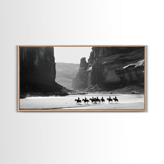Horse Riders in Monument Valley, Stunning Framed Canvas Print for Living Room Wall Art, Bedroom Decor, Home Decor