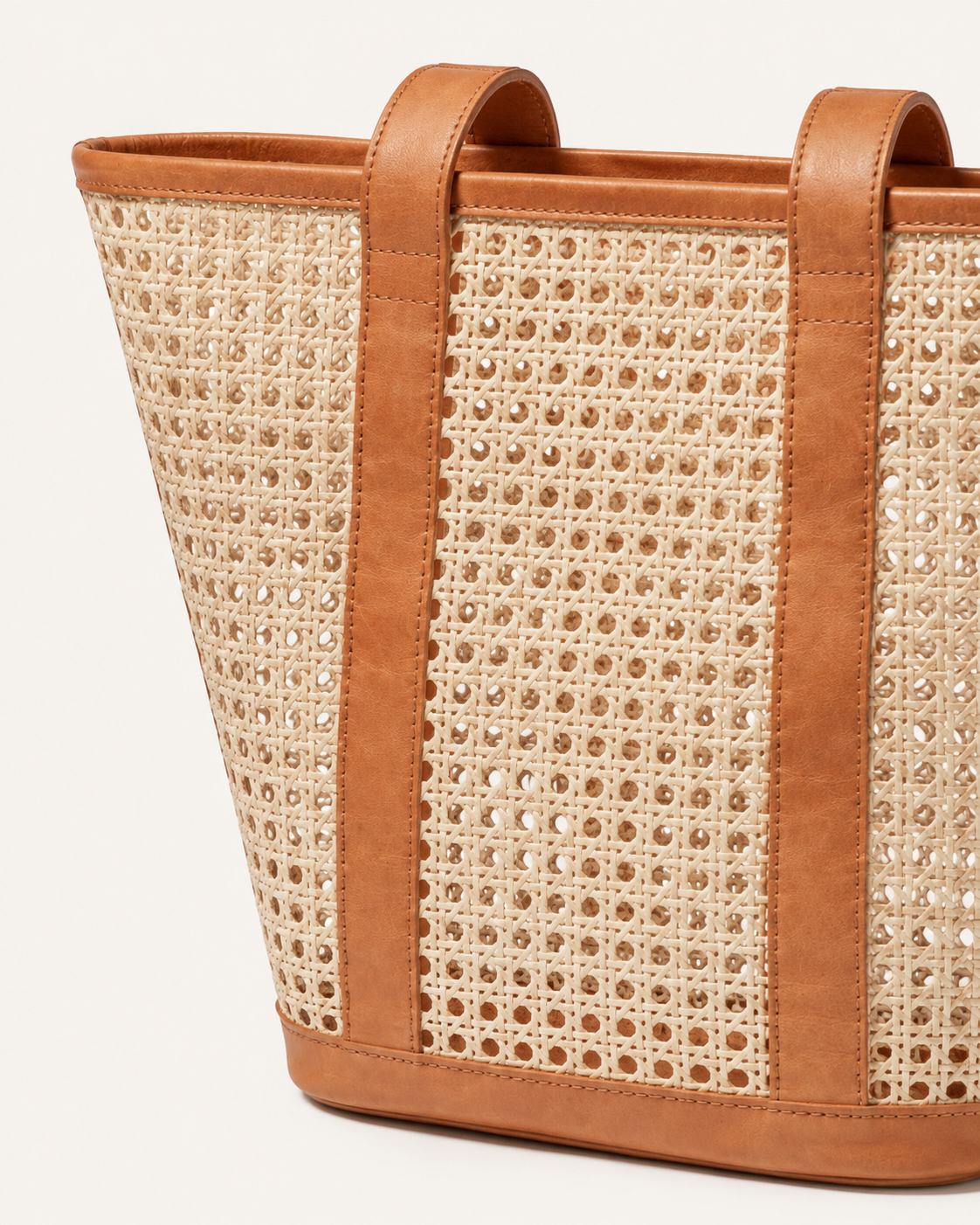 Raja Leather and Cane Carryall Bag