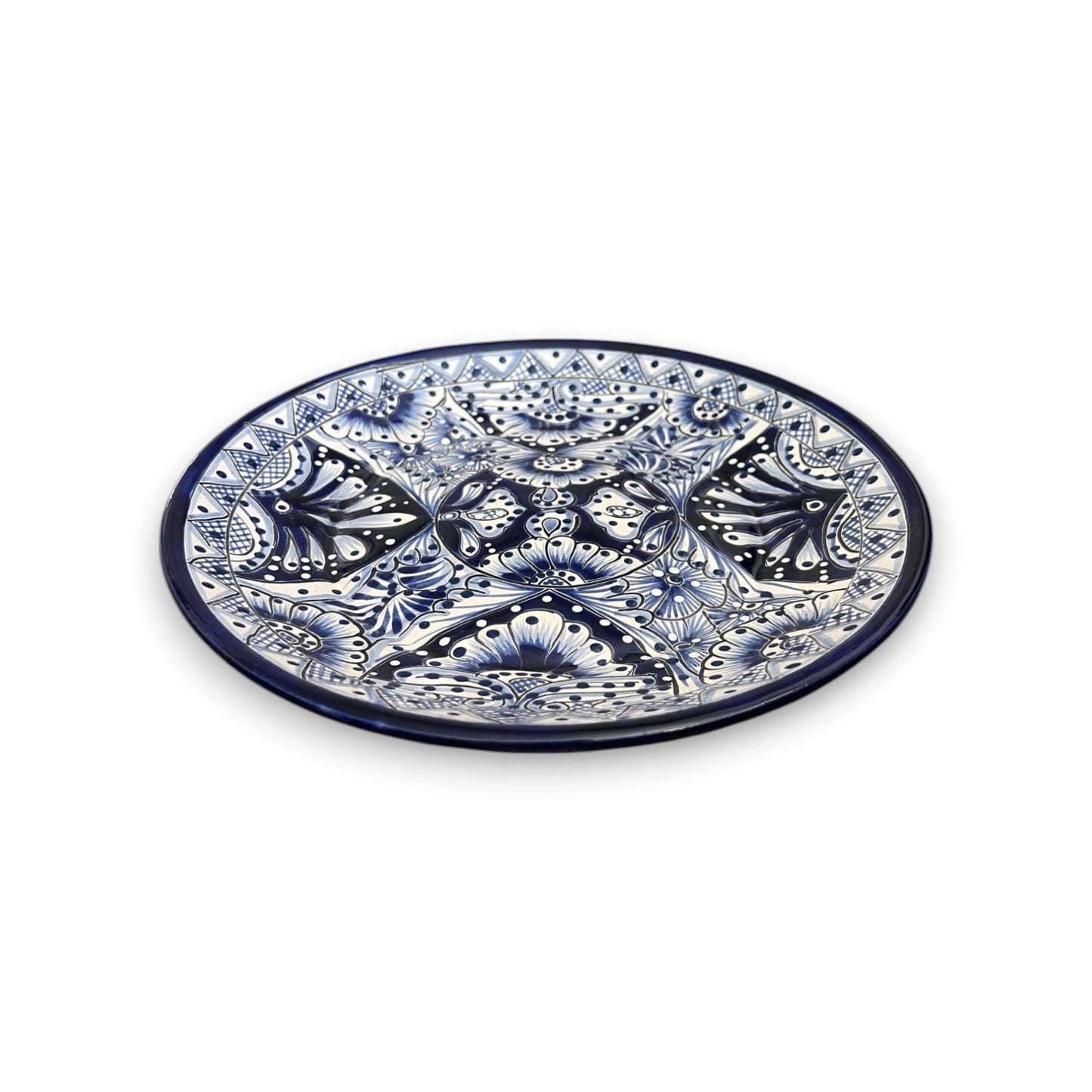 11.5" Talavera Blue & White Dinner Plate | Mexican Dinnerware
