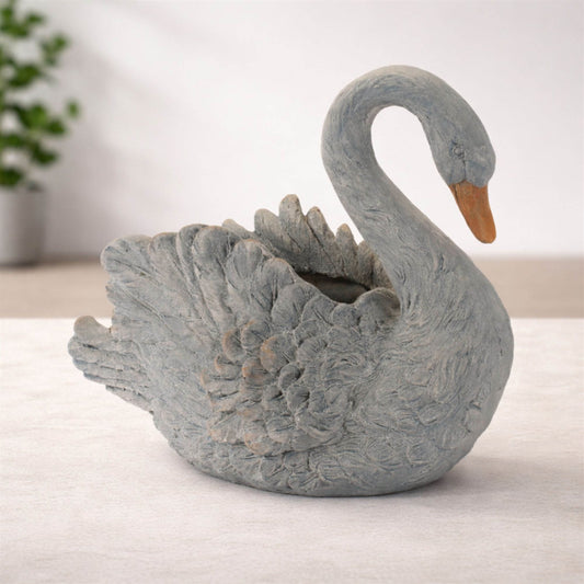 Decorative Swan Resin Planter 18"L