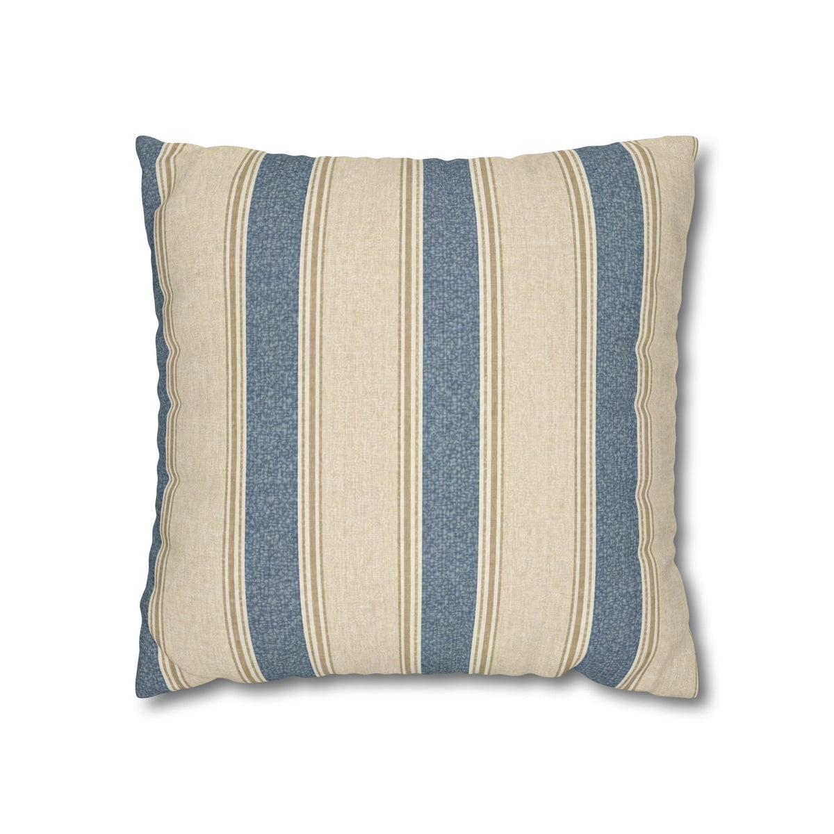 Blue Cream Striped Square Pillowcase | Poly Canvas Throw Pillow Cover 18x18