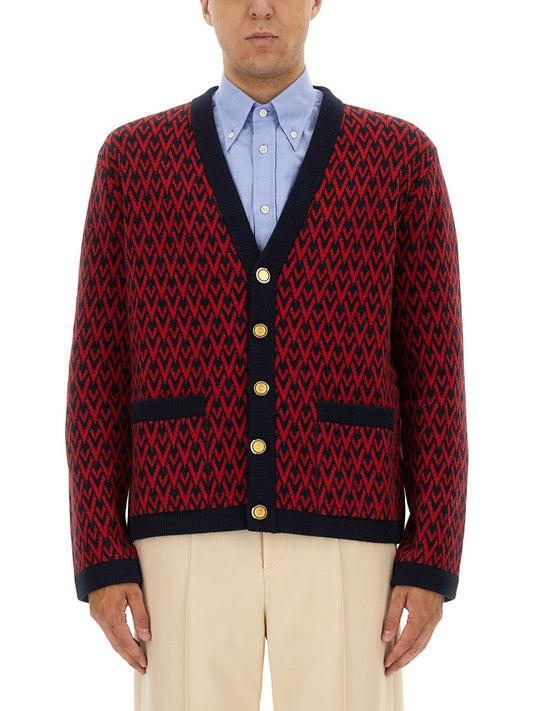 Valentino Men Cardigan With "Toute La V" Pattern