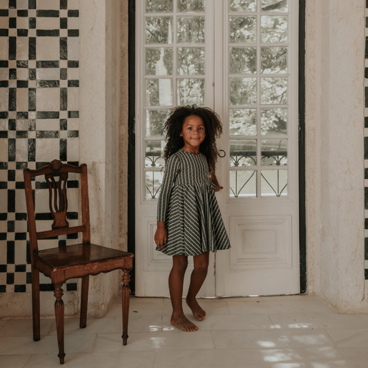 The Printed Long Sleeve Dress -  Linear Stem