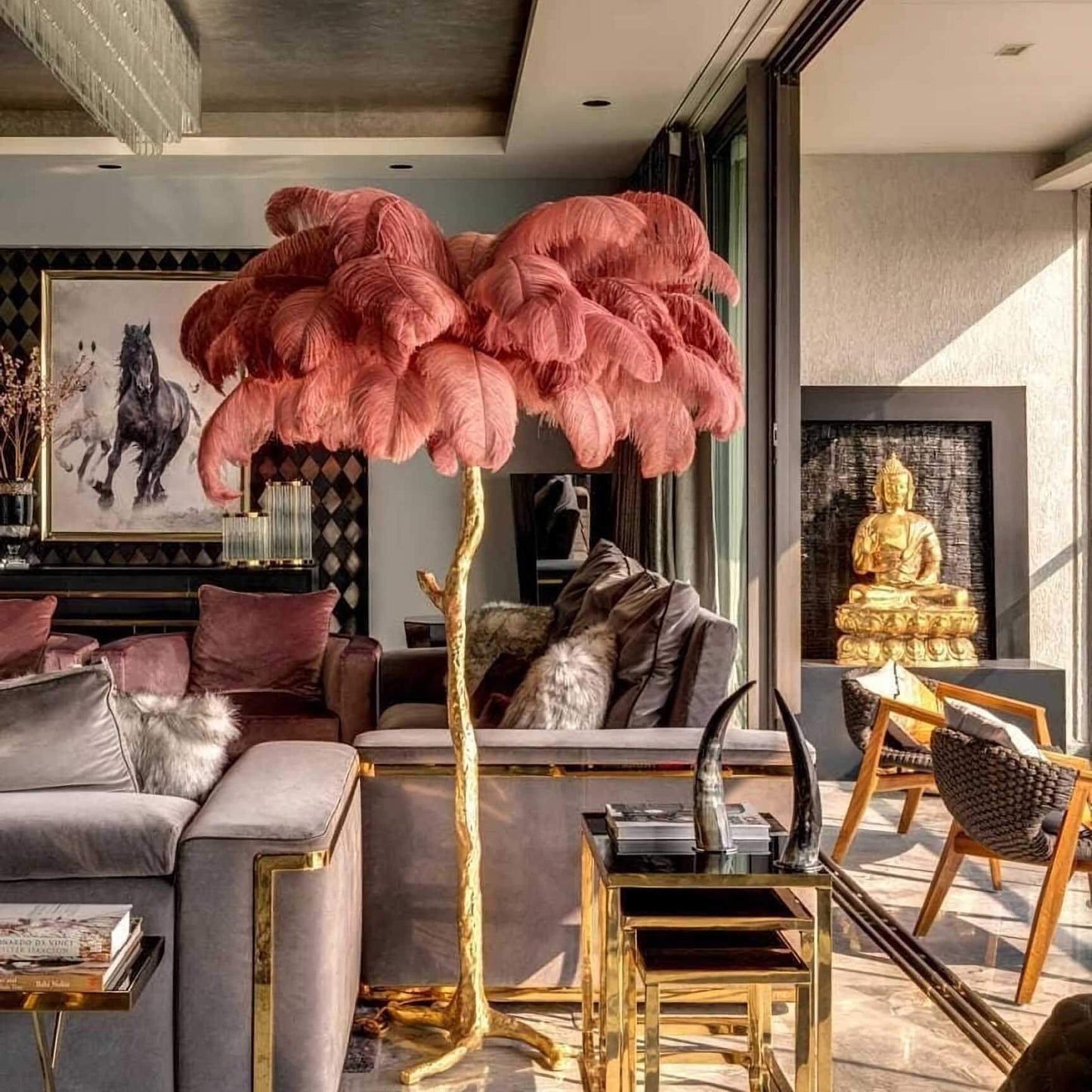 Luxury Ostrich Feather Floor Lamp