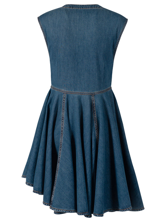 Alaia Women Deep Stone Denim Wrap Dress
