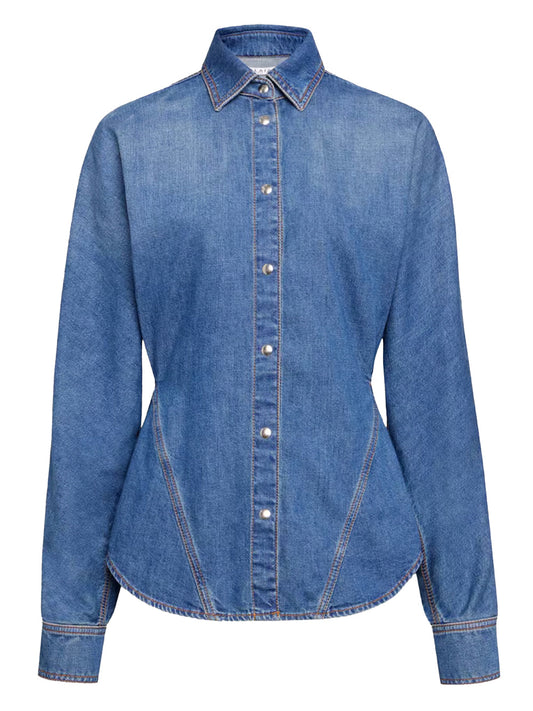 Alaia Women Round Denim Shirt