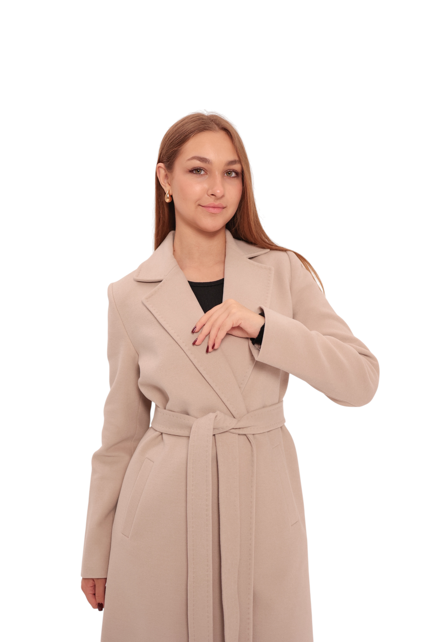 Windsor Classic Wraparound Cashmere Blend Overcoat in Beige