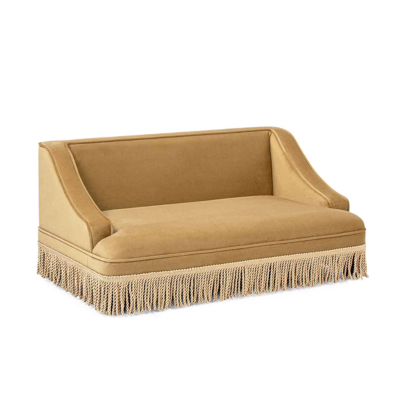 Duchess 33' Medium Princess Pet Bed Sofa with Fringe Skirt, Gold Yellow Performance Velvet
