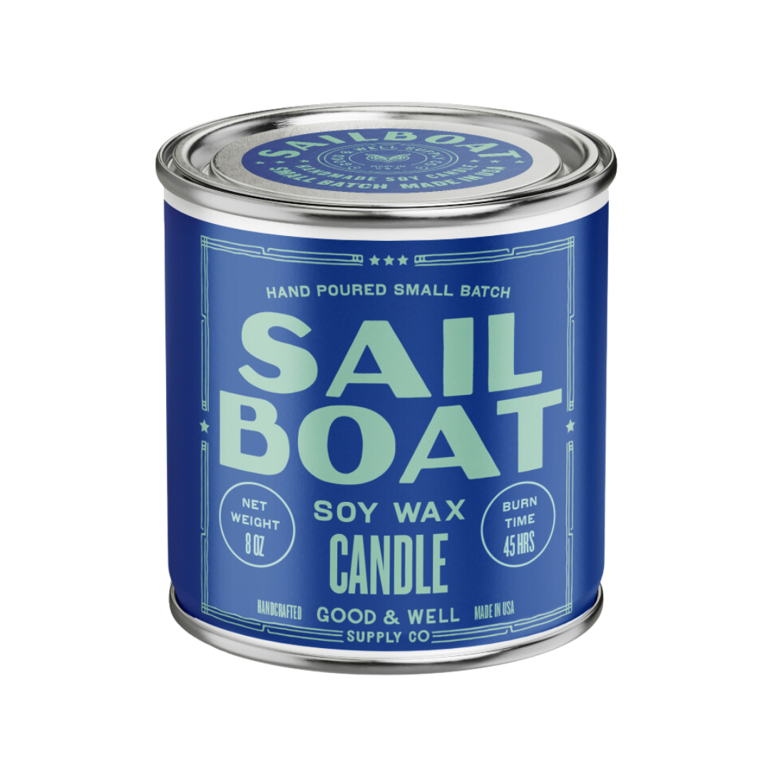 Sailboat Happy Place Luxury Sox Wax Candle, Hostess Housewarming Gift | Good & Well, Bay & Bridle