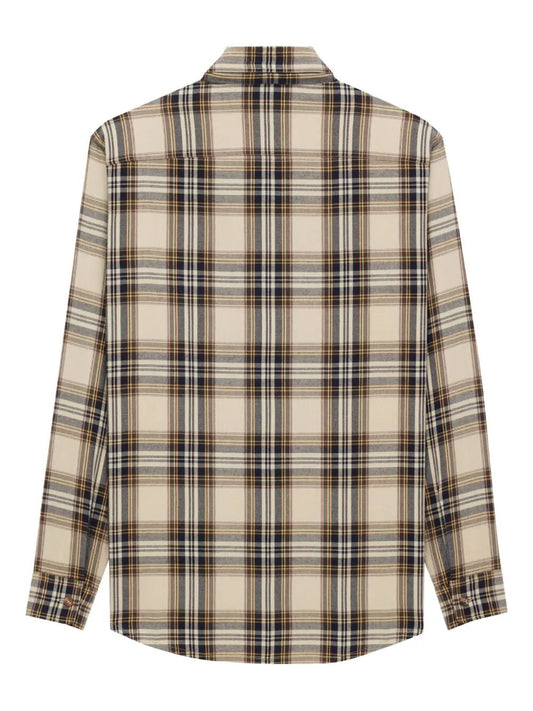 Saint Laurent Women Cassandre Lavallière Shirt In Cotton Tartan