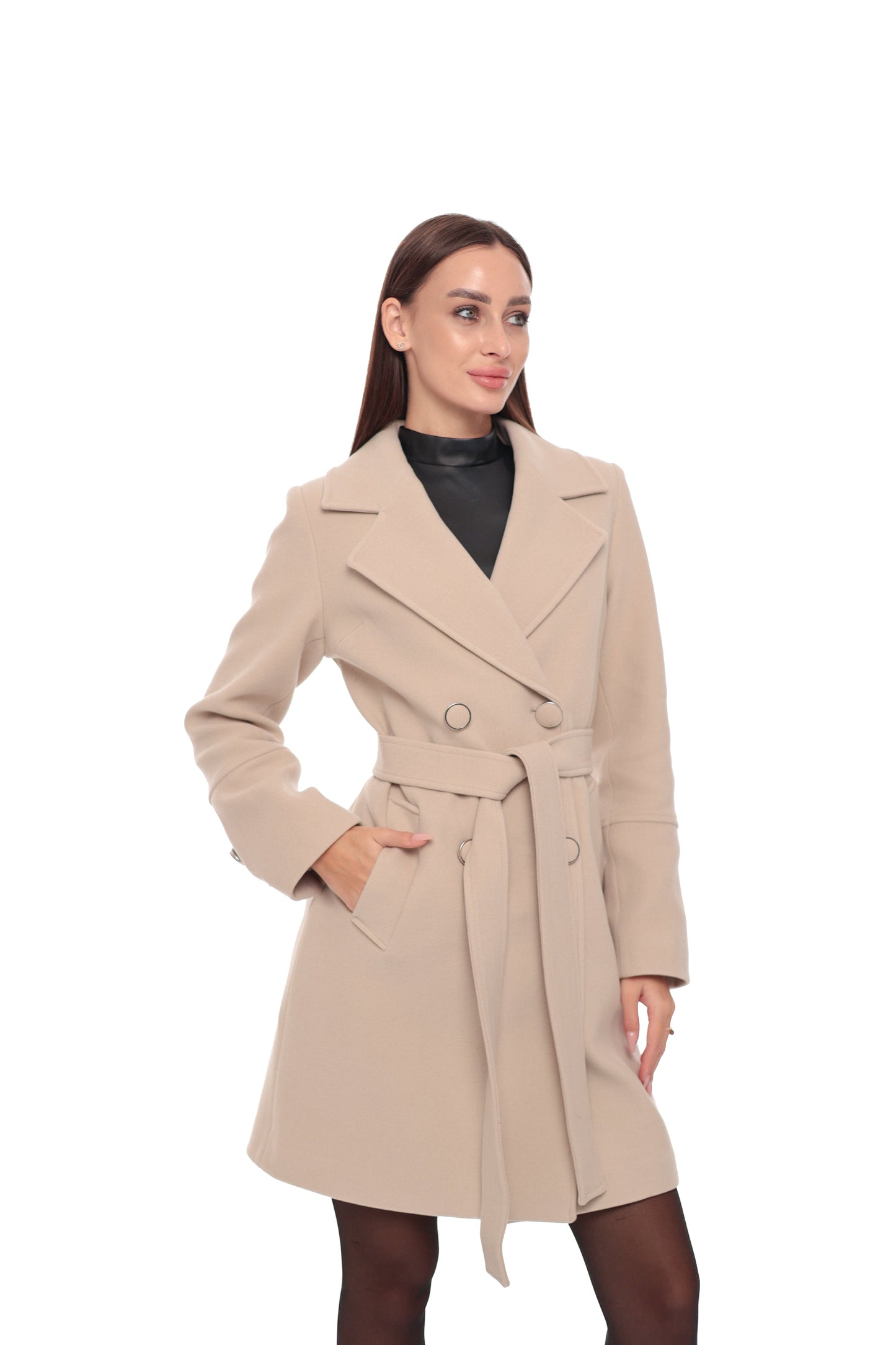 Zuri Cashmere Blend Overcoat in Nude