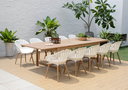 ** Leyland Table and Nassau White Armchairs Dining Set